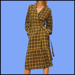 ANTHROPOLGIE plaid wrap ruffle dress